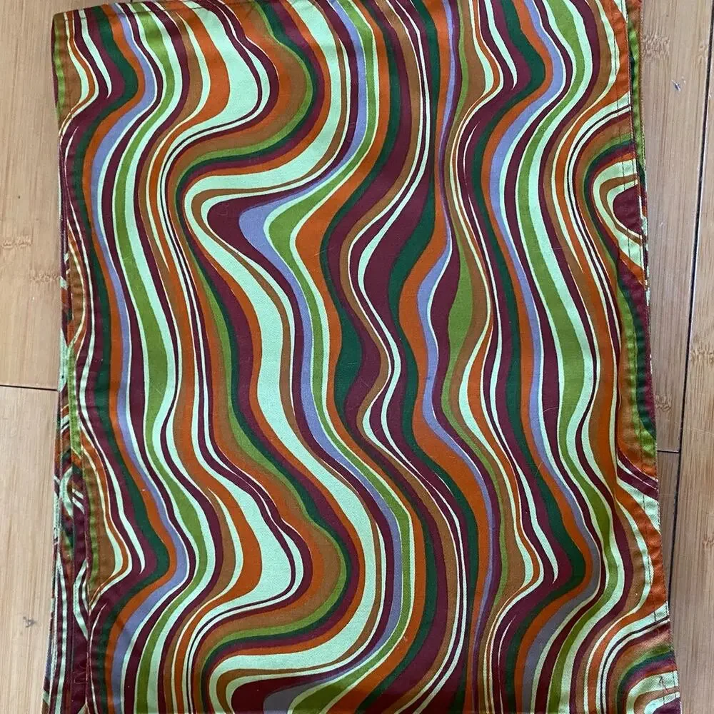 Crate & Barrel Waves Placemats Green Mod design Boho set‎ of 6 100%Cotton groovy